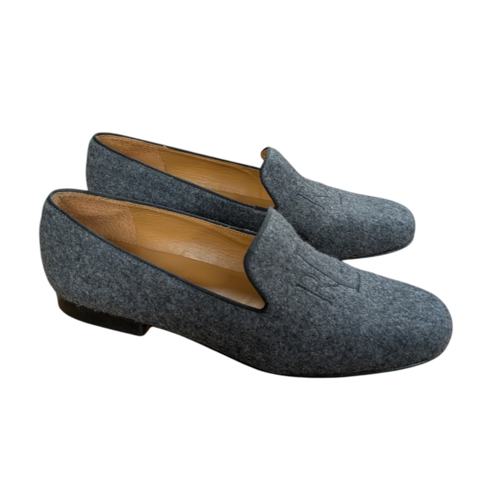 Lauren Ralph Lauren Charcoal Gray Monogrammed Wool Loafer Size 6 - Picture 2 of 11